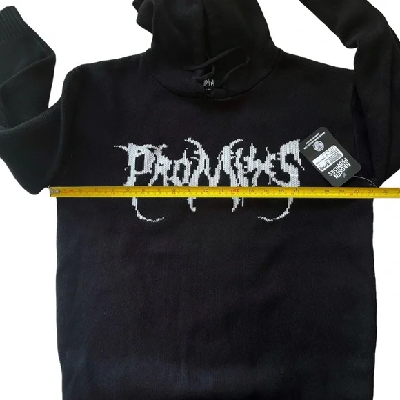 Broken Promises NWT Hoodie Graveyard Knit Sweater Top - Picture 11 of 13